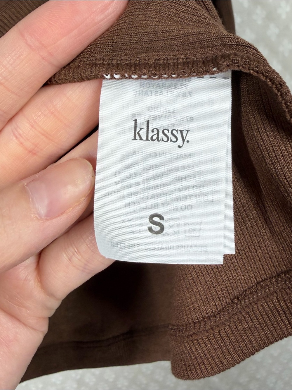 Klassy Network Brown Micro Rib Off The Shoulder Long Sleeve Top - Picture 4 of 7